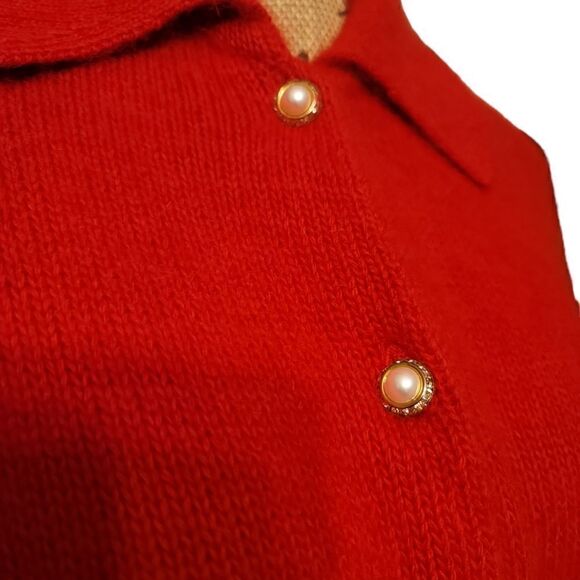Neiman Marcus VTG Red Angora Sweater Cardigan Size M - Picture 5 of 11